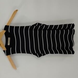 Final Touch racer back lined tank black and ivory striped stretch size small